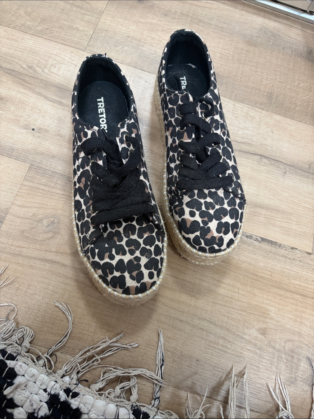 Tretorn Leopard Print Espadrille Sneaker In Black And Tan